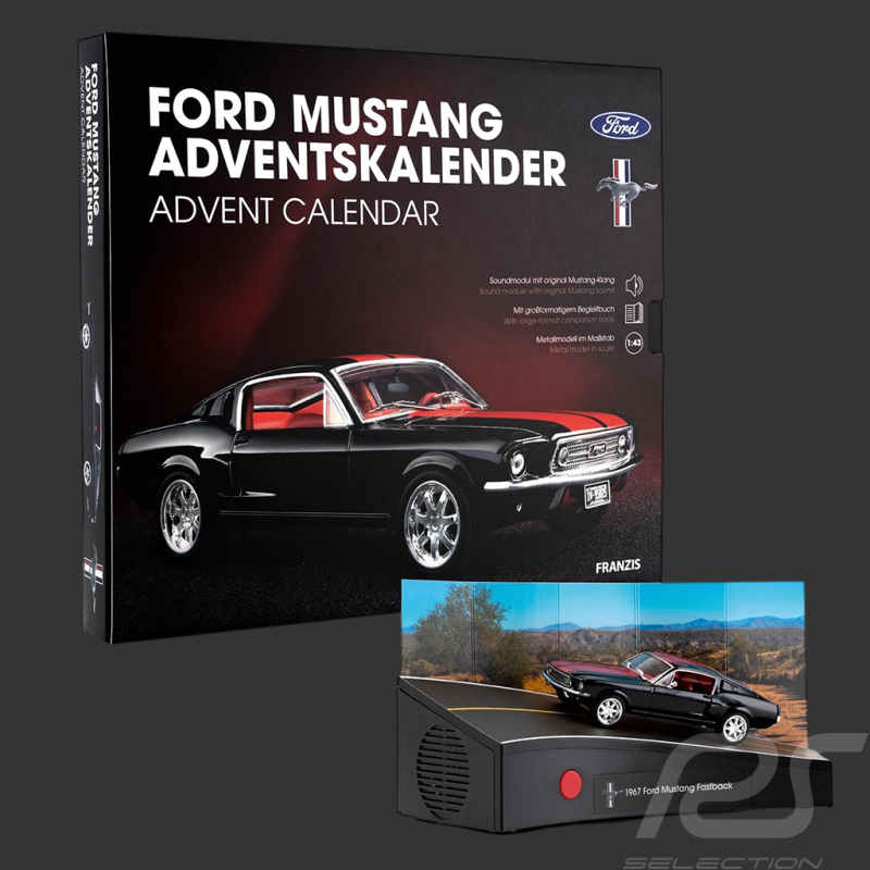 Calendrier de l'Avent Ford Mustang Fastback 1967 Noir / Bandes Rouges 1/43 Franzis 67965