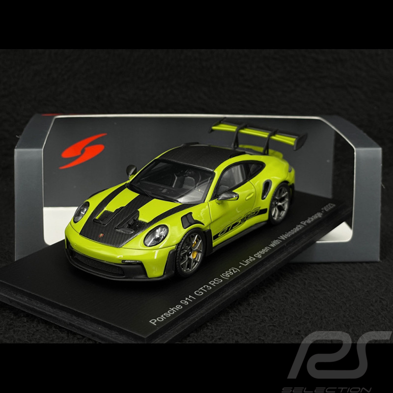 Porsche 911 GT3 RS Type 992 2023 Weissach Package Lind Green / Black Stripes 1/43 Spark S8780