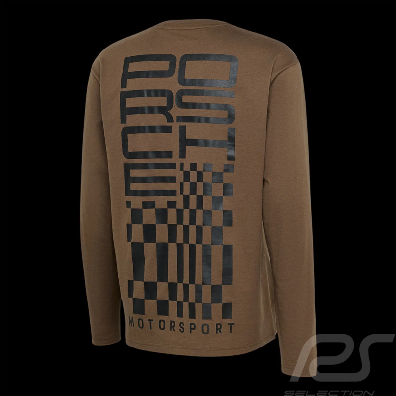 Porsche T-Shirt Long-Sleeve Motorsport Raceborn Dark Brown WAP91026MSF - Unisex