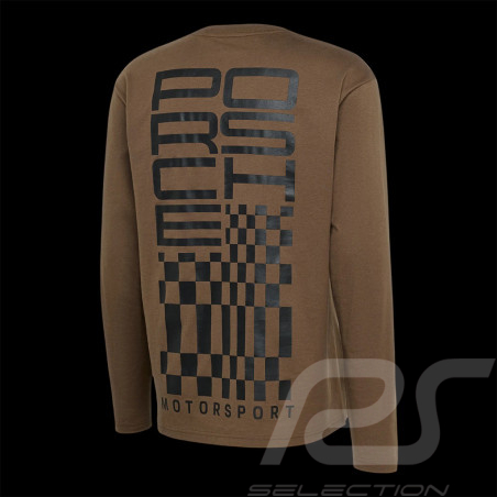 Porsche T-Shirt Langarm Motorsport Raceborn Dunkelbraun WAP91026MSF - Unisex
