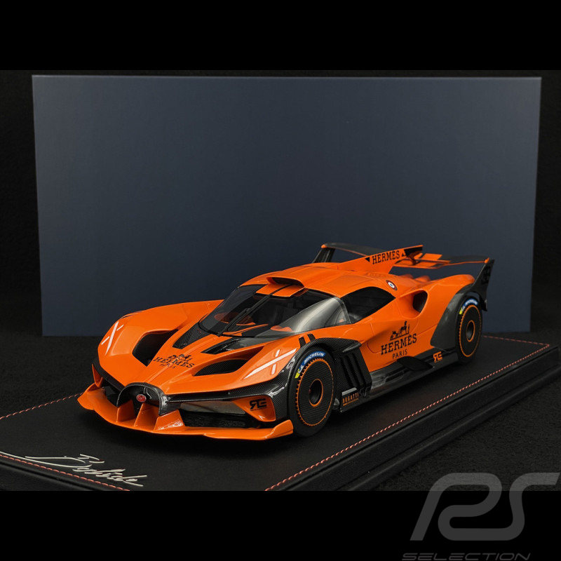 Bugatti Bolide 2024 Hermès Orange / Carbone Noir 1/18 MCM BUGOR