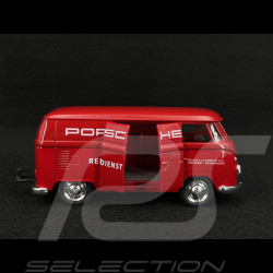 Trio Set Porsche 356 / 911 Carrera RS 2.7 et 911 GT3 RS Type 992 2023 sur remorque avec Combi Volkswagen 1/38 Welly