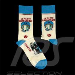Inspiration Michel Vaillant Socks The Faceless Driver / Beige / Blue / Red - Unisex - Size 41/46