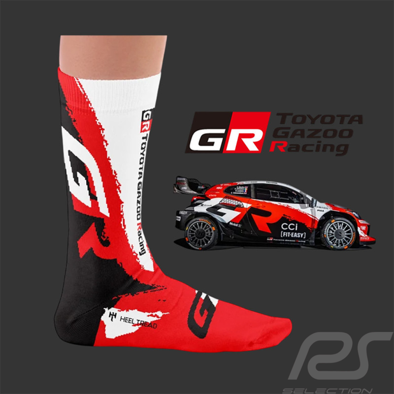 Chaussettes Inspiration Toyota Yaris GR Toyota Gazoo Racing WRC 2026 / Blanc / Rouge / Noir - Mixte - Pointure 41/46