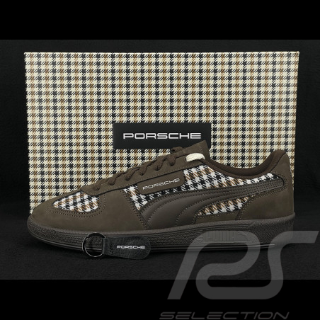 Porsche 911 Schuhe Palermo Puma Pepita Braun mit Schlüsselanhänger WAP15526PAL - unisex