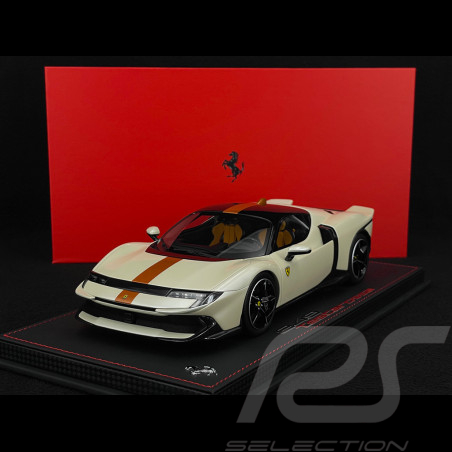 Ferrari 849 Testarossa 2025 Bianco Italia / Giallo Ambra Stripe 1/18 BBR Models P18275C