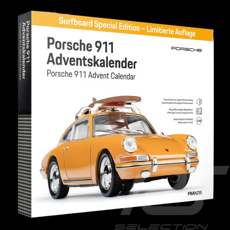 Porsche Adventskalender 911 Typ 901 1963 mit Surfbrett Champagnergelb 1/43 Franzis 67263