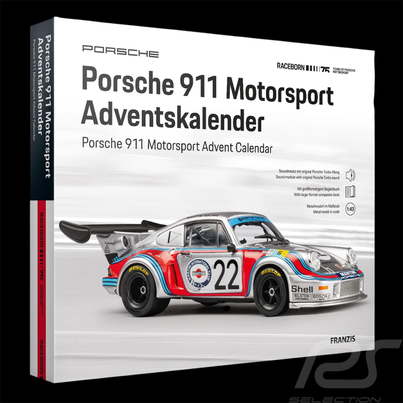 Porsche 911 Advent Calendar Carrera RSR Turbo 2.1 Martini Racing 75 Years Porsche Motorsport 1/43 Franzis 67275