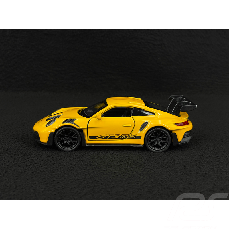Porsche 911 GT3 RS Type 992 2022 Signal Yellow / Black Stripes Friction Toy 1/38 Welly MAP01099224