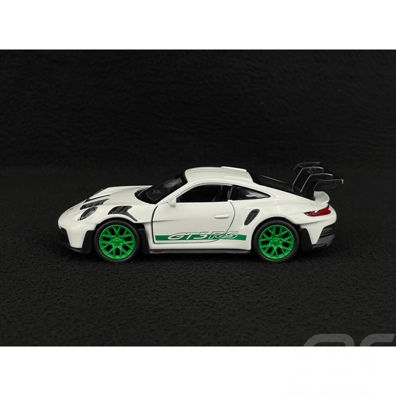 Porsche 911 GT3 RS Type 992 2022 White / Python Green Stripes Friction Toy 1/38 Welly MAP01099224