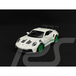 Porsche 911 GT3 RS Typ 992 2022 Weiß / Pythongrün Streifen Reibungsspielzeug 1/38 Welly MAP01099224
