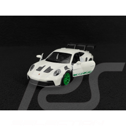 Porsche 911 GT3 RS Type 992 2022 Blanc / Bandes Vert Python Jouet à friction 1/38 Welly MAP01099224