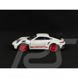 Porsche 911 GT3 RS Type 992 2022 White / Guards Red Stripes Friction Toy 1/38 Welly MAP01099224