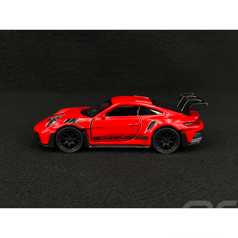 Porsche 911 GT3 RS Type 992 2022 Rouge Indien / Bandes Noires Jouet à friction 1/38 Welly MAP01099224