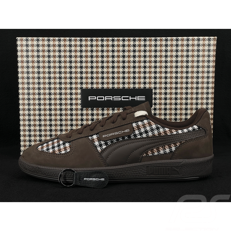 Porsche 911 Schuhe Palermo Puma Pepita Braun mit Schlüsselanhänger WAP15526PAL - unisex