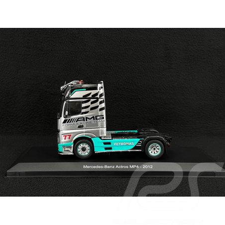 Mercedes-Benz Actros MP4 2012 n° 77 Transport Truck Mercedes-AMG F1 Team Silver / Black / Green 1/43 Hachette G1470003
