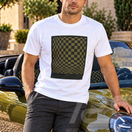 Porsche T-shirt 911 Spirit 70 Heritage Pascha White / Olive Neo WAP515RS70 - unisex