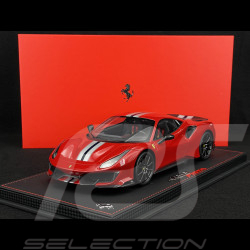 Ferrari 488 Pista 2018 Rosso Corsa / Silver Stripe / Carbon Rims 1/18 BBR Models P18145A6