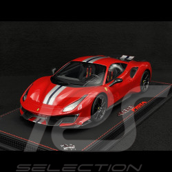 Ferrari 488 Pista 2018 Rosso Corsa / Silber Streifen / Carbon Felgen 1/18 BBR Models P18145A6