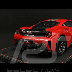 Ferrari 488 Pista 2018 Rosso Corsa / Silver Stripe / Carbon Rims 1/18 BBR Models P18145A6
