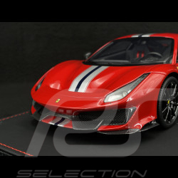 Ferrari 488 Pista 2018 Rosso Corsa / Silver Stripe / Carbon Rims 1/18 BBR Models P18145A6