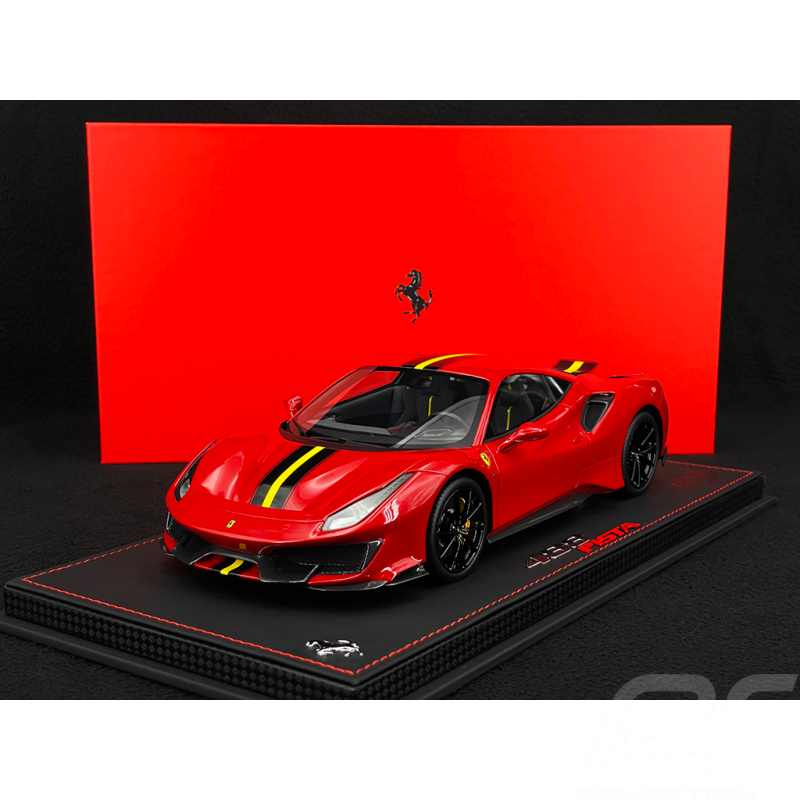 Ferrari 488 Pista 2018 Rosso Corsa / Bande Noire / Jantes Carbone 1/18 BBR Models P18145A7