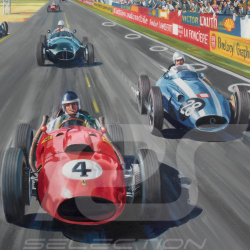 Poster "Grand Prix de Reims 1958" Mike Hawthorn 100 x 50 cm original drawing by Benjamin Freudenthal