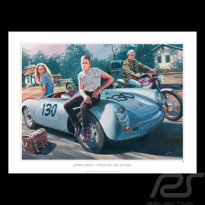 Porsche 550 Spyder James Dean / Ursula Andress 1955 original drawing by Benjamin Freudenthal