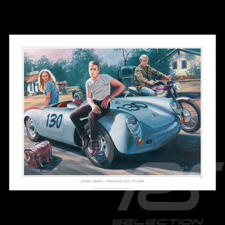 Porsche 550 Spyder James Dean / Ursula Andress 1955 Original Zeichnung von Benjamin Freudenthal