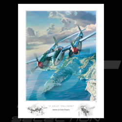Poster 31. Juli 1944, l'Adieu Antoine de Saint-Exupéry 80 x 60 cm Originalzeichnung von Benjamin Freudenthal