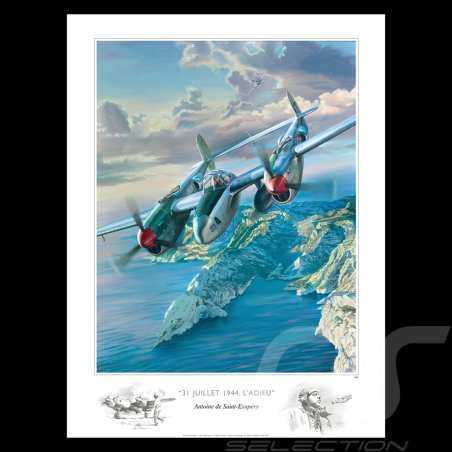 Poster 31. Juli 1944, l'Adieu Antoine de Saint-Exupéry 80 x 60 cm Originalzeichnung von Benjamin Freudenthal