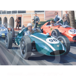 Canvas Cooper T51 / Ferrari Dino 246 / Porsche F2 Monaco GP 1959 230 x 150 cm Original design by Benjamin Freudenthal