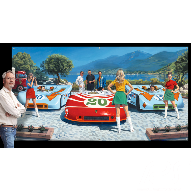 Toile Porsche 908 Spyder Targa Boogie Targa Florio 1970 264 x 150 cm Dessin original de Benjamin Freudenthal