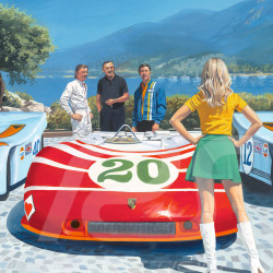 Toile Porsche 908 Spyder Targa Boogie Targa Florio 1970 264 x 150 cm Dessin original de Benjamin Freudenthal