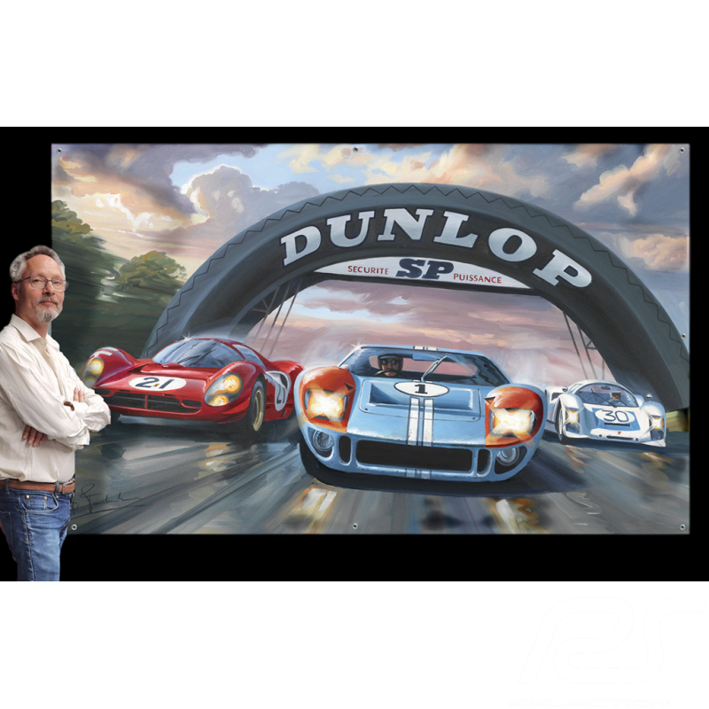 Toile Ford GT40 24h Le Mans 1966 240 x 150 cm Dessin original de Benjamin Freudenthal
