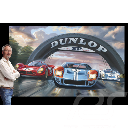 Toile Ford GT40 24h Le Mans 1966 240 x 150 cm Dessin original de Benjamin Freudenthal