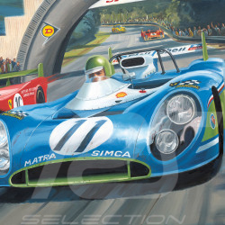 Poster Matra MS670 / Ferrari 312 PB 24h Le Mans 1973 80 x 60 cm Originalzeichnung von Benjamin Freudenthal