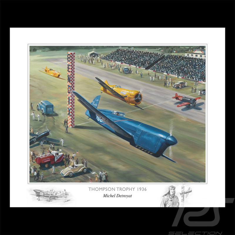 Affiche Thompson Trophy 1936 Michel Detroyat 60 x 50 cm Dessin original de Benjamin Freudenthal
