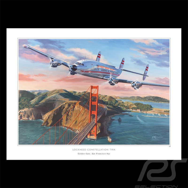 Affiche Lockheed Constellation San Francisco 80 x 60 cm dessin original de Benjamin Freudenthal