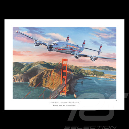 Affiche Lockheed Constellation San Francisco 80 x 60 cm dessin original de Benjamin Freudenthal
