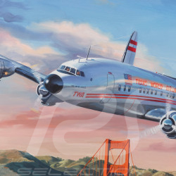 Affiche Lockheed Constellation San Francisco 80 x 60 cm dessin original de Benjamin Freudenthal