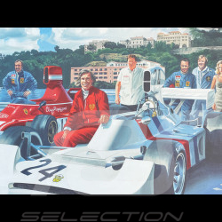 Affiche Le Printemps de Lord Hesketh James Hunt GP Monaco 1974 80 x 60 cm Dessin original de Benjamin Freudenthal
