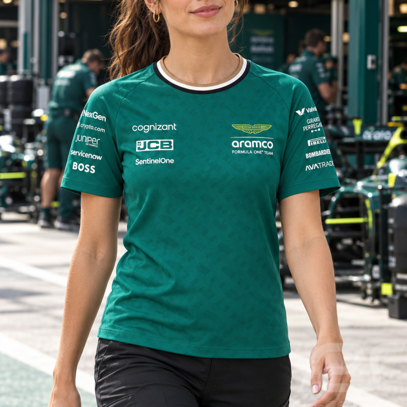 T-Shirt Aston Martin Officiel Pas Cher F1 Team Boss Alonso Vert Lux 701229261 - femme