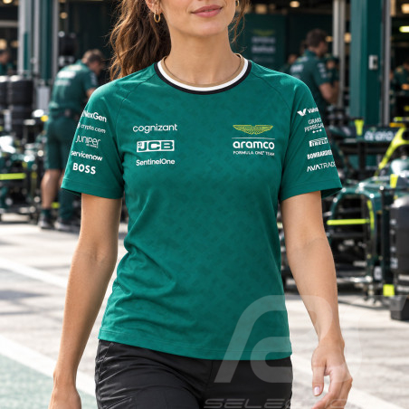 Aston Martin T-Shirt Offiziell Günstige F1 Team Boss Alonso Green Lux - Damen