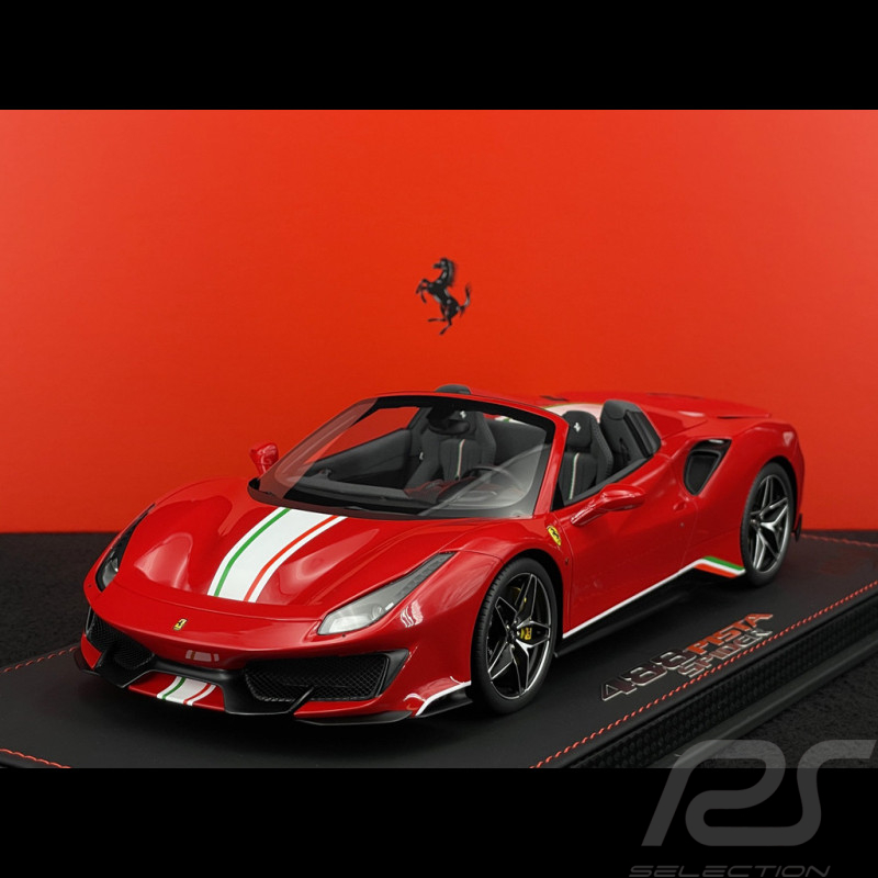 Ferrari 488 Pista Spider 2018 Rosso Corsa / Italian Tricolor Stripe 1/18 BBR Models P18162C4
