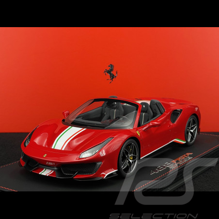 Ferrari 488 Pista Spider 2018 Rosso Corsa / Bande Tricolore Italienne 1/18 BBR Models P18162C4