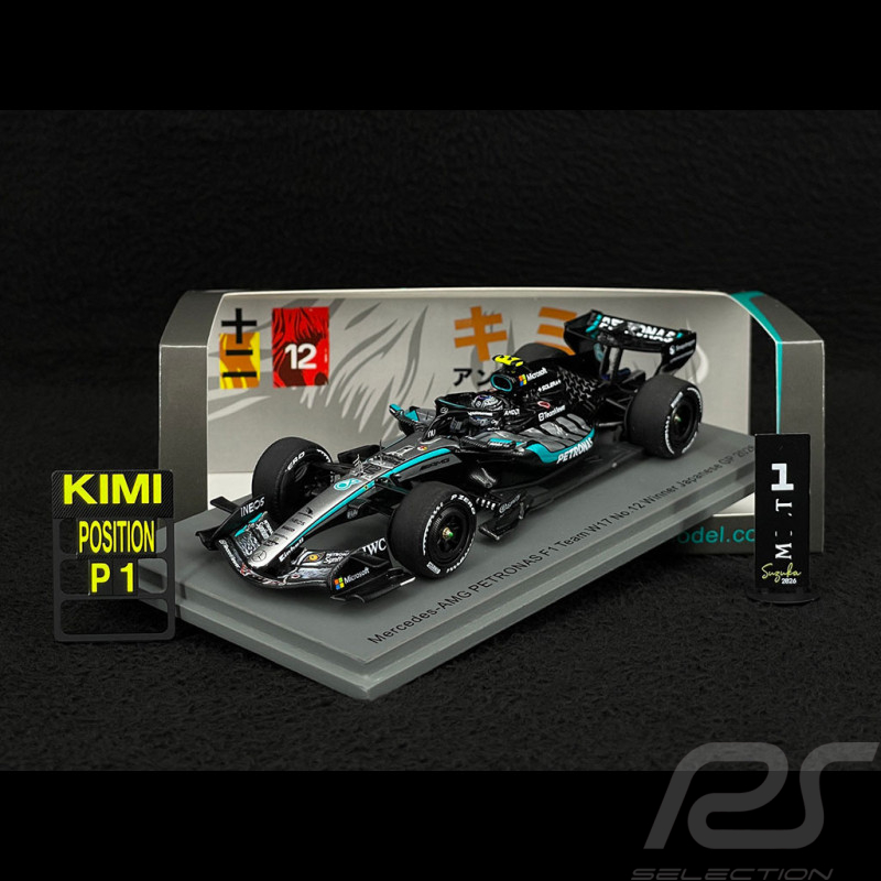 Kimi Antonelli Mercedes-AMG W17 n° 12 Vainqueur GP Japon 2026 F1 avec Pit Board 1/43 Spark S9389
