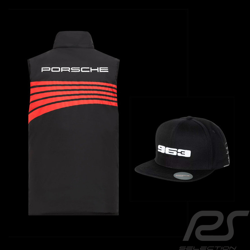 Set von 2 Porsche Ärmellose Jacke Motorsport 963 Penske und Cap Schwarz