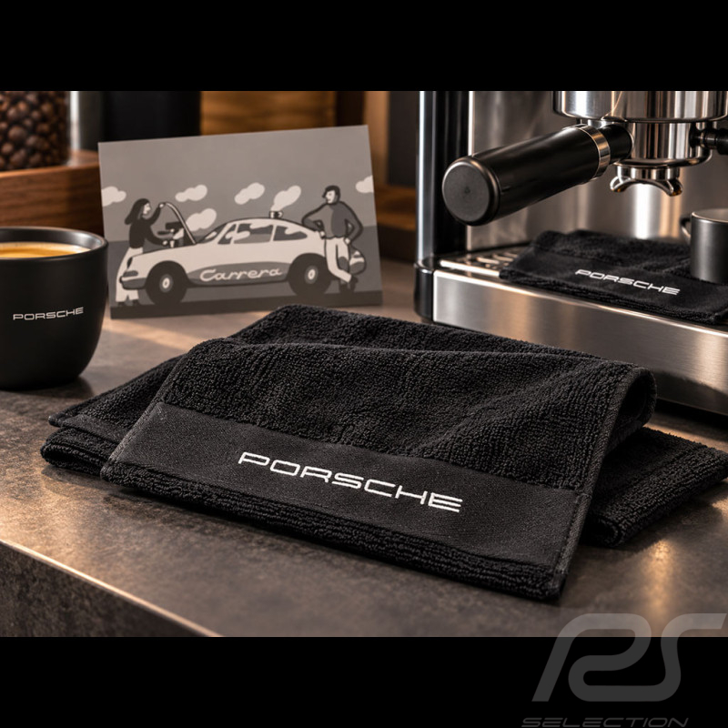 Set of 3 Porsche Barista Towels for Coffee Machines Black WAP05000626BHT