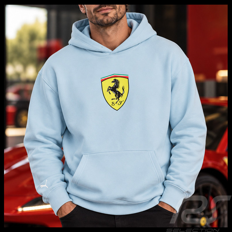 Sweat Ferrari Officiel avec écusson Brodé F1 Team Leclerc / Hamilton Puma Bleu Clair 701231831-001 - mixte